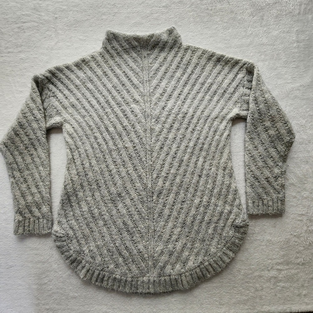 Alpaca Wool Blend Knit Sweater  10 US 14UK Gray Winter Cozy Soft Neutral Capsule